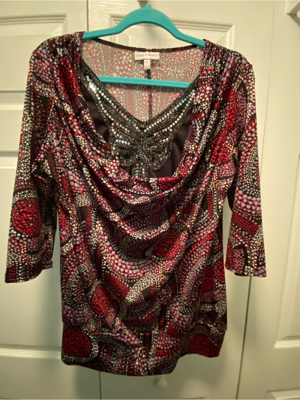 Fashion Bug Y2K Inspired Black, Red,Dot
Pattern Top Sequined Insert Medium